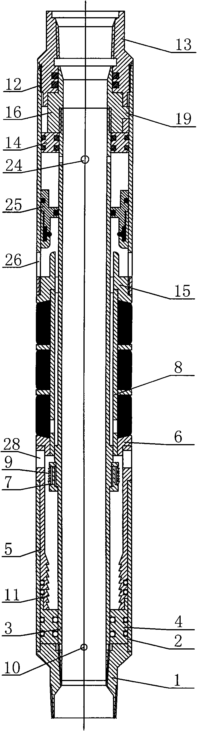 Pressure balancing inclined plane locking-type gradually deblocking packer