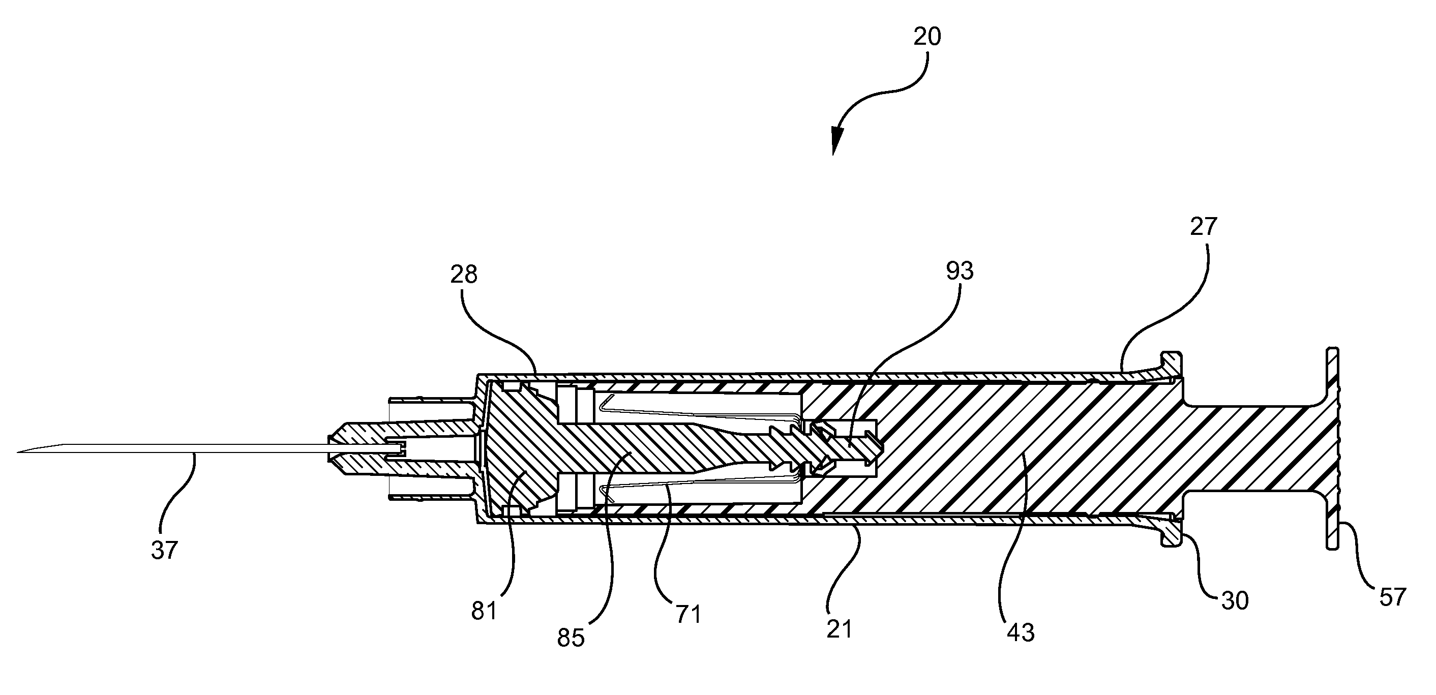 Syringe assembly having disabling mechanism