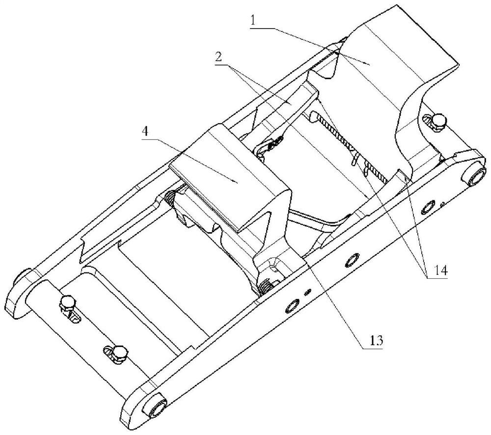 Bidirectional restraining device for large restraining distance of civil aircraft containerized cargo system