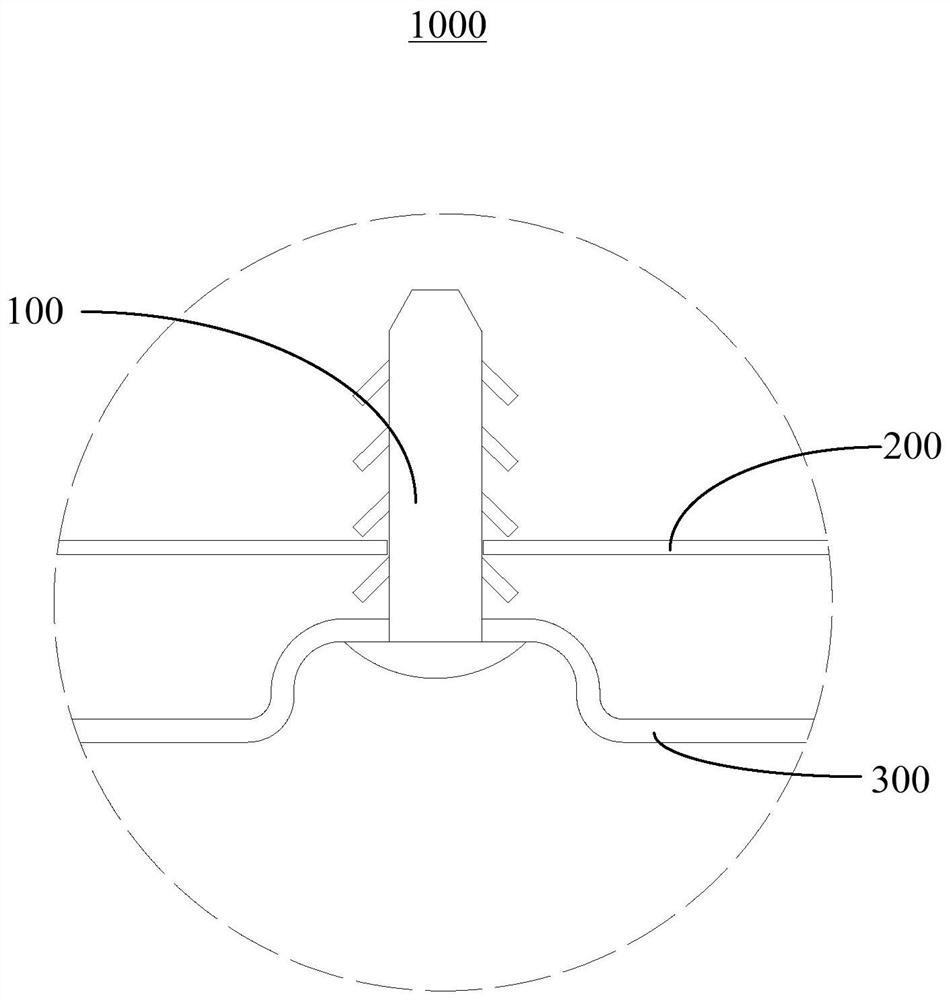 Fastening connection structure and ceiling installation structure