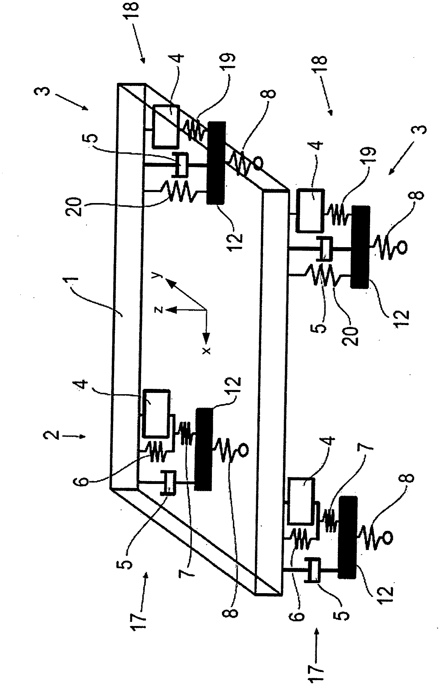 Active electromechanical suspension system for a chassis of a motor vehicle