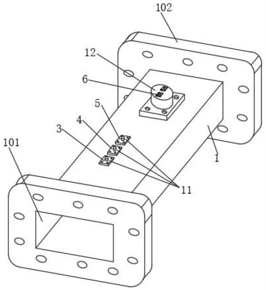 Dielectric constant measuring device based on waveguide structure