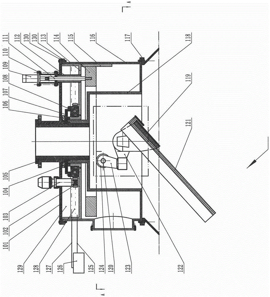 Cavity-divided type blast furnace distributing device