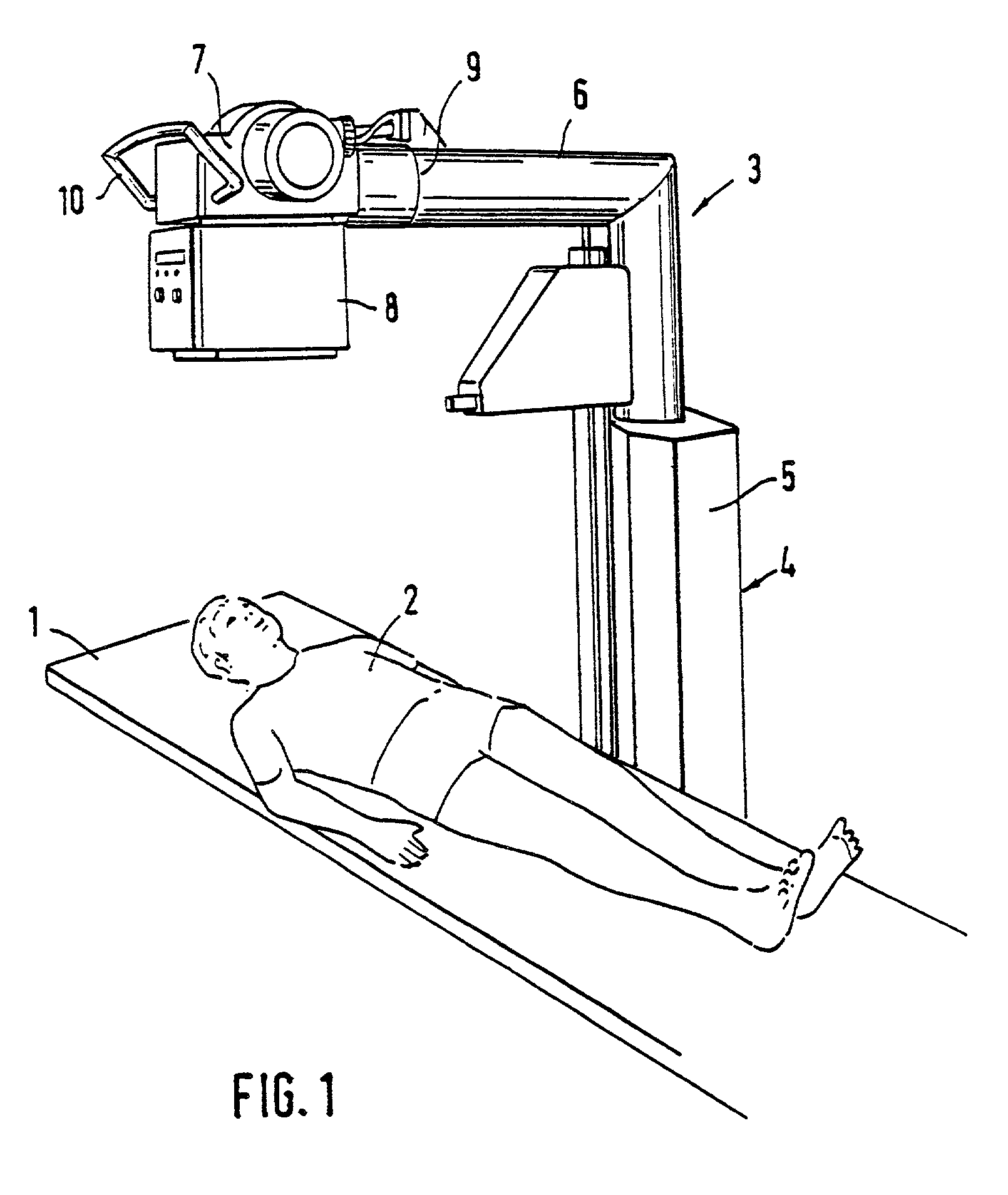 Above-table transillumination device with swivel-lockable X-ray radiator