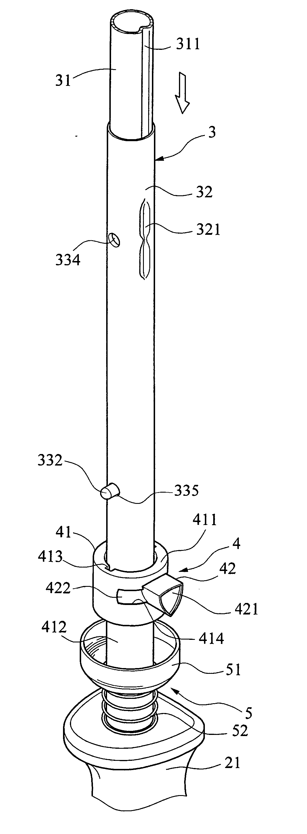 Lock mechanism of large umbrella for effecting a multi-sectional length adjustment of telescopic shank