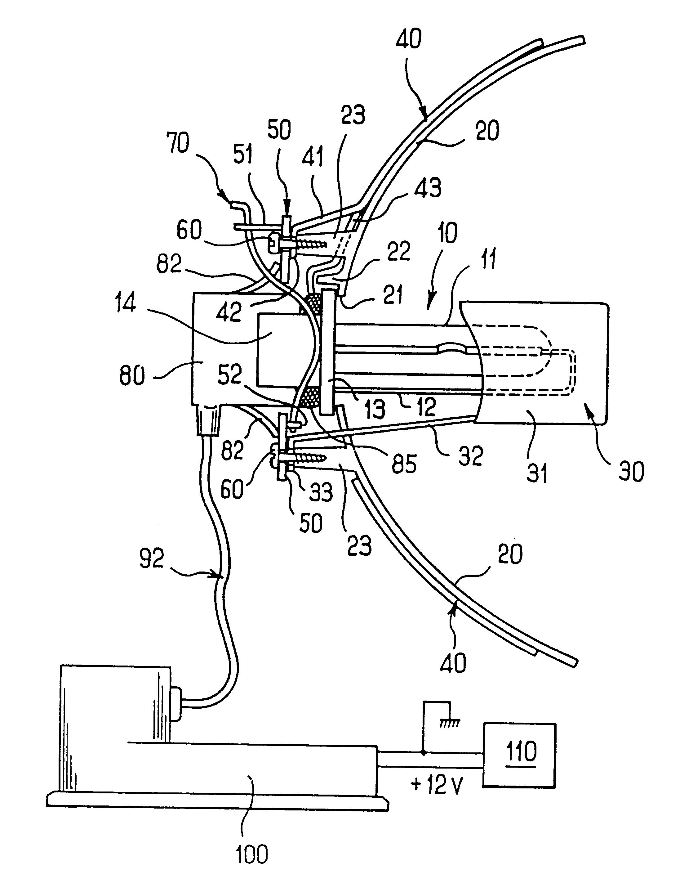 Motor vehicle headlight fitted with a discharge lamp and improved electromagnetic shielding means