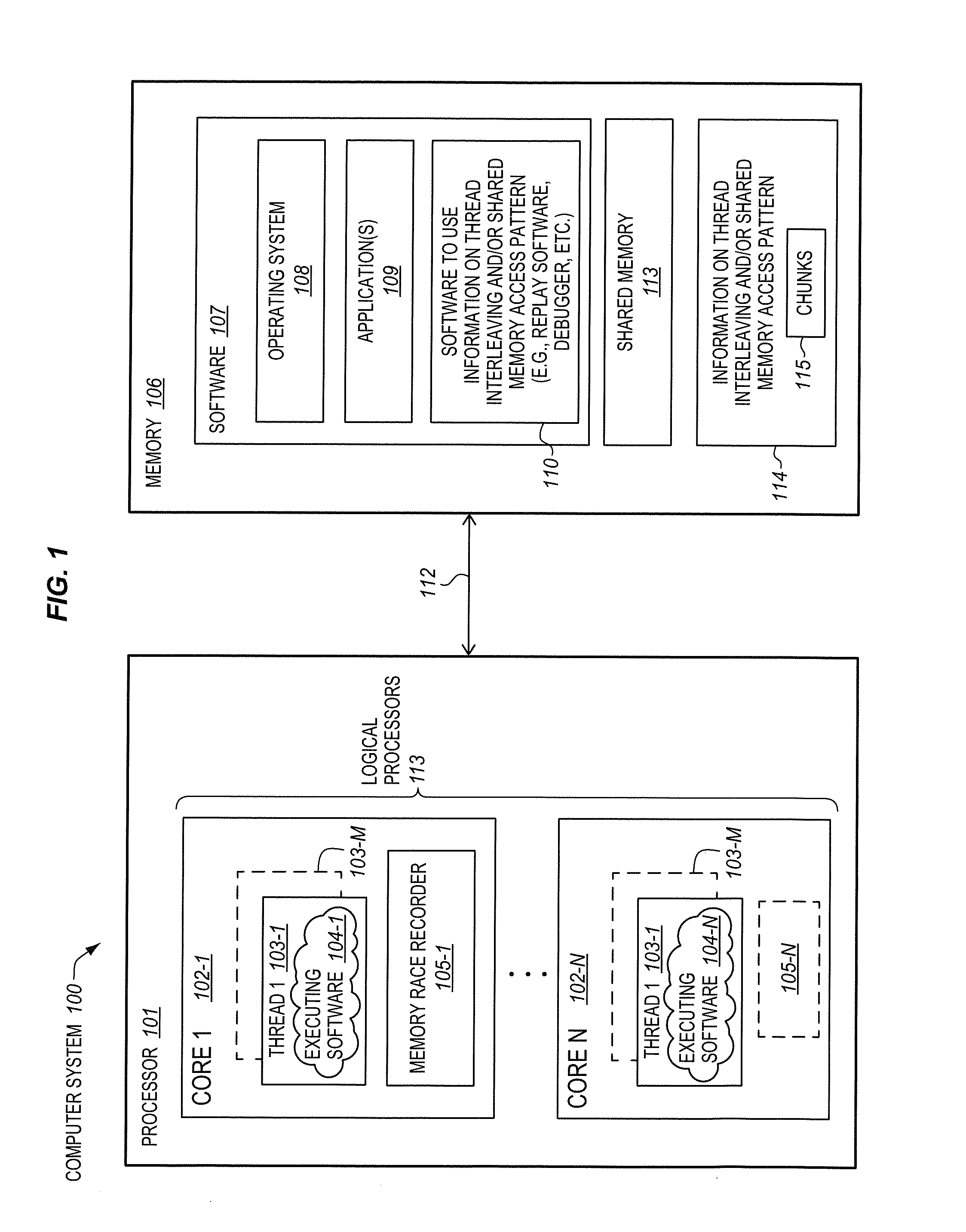 Processor with memory race recorder to record thread interleavings in multi-threaded software
