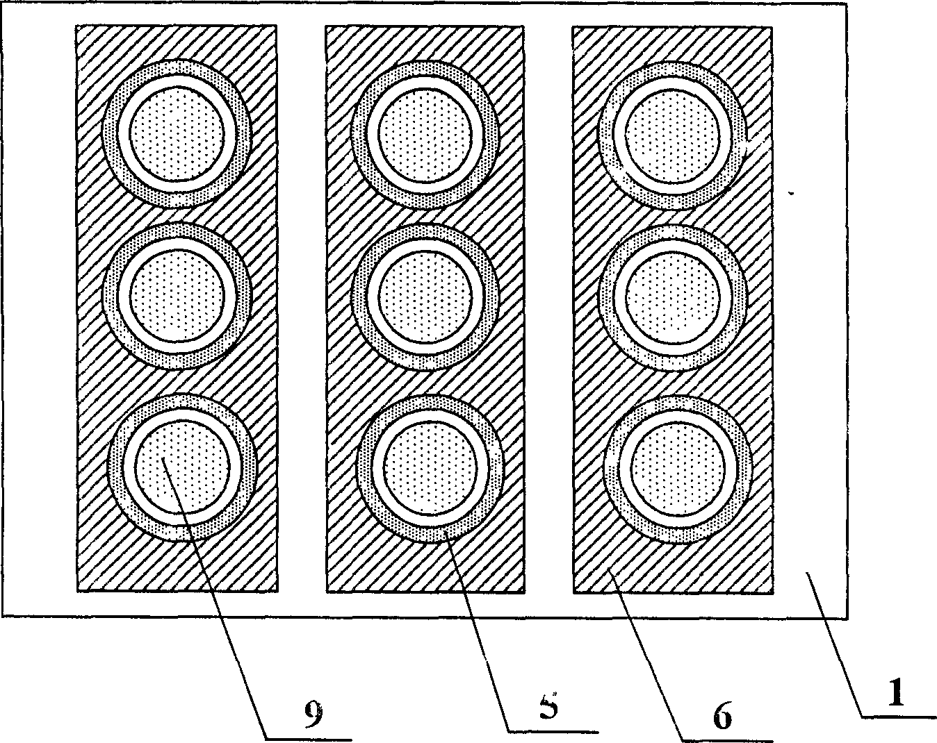 Chrysanthemum type grid control cathode array structural panel display device and its production technique