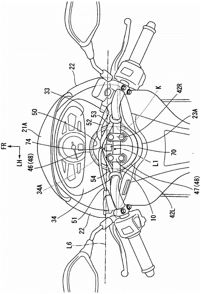 Arrangement Structure of Voltage Converter for Portable Information Terminal in Saddled Vehicle