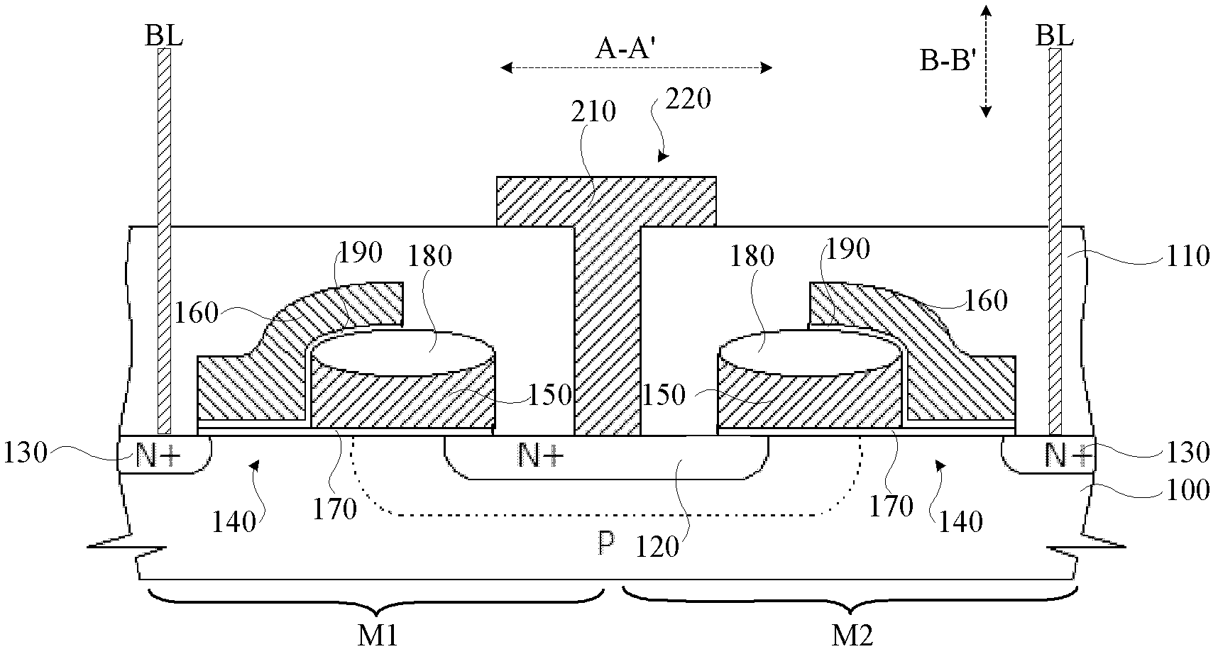 Splitting grid memory cell and operation method thereof