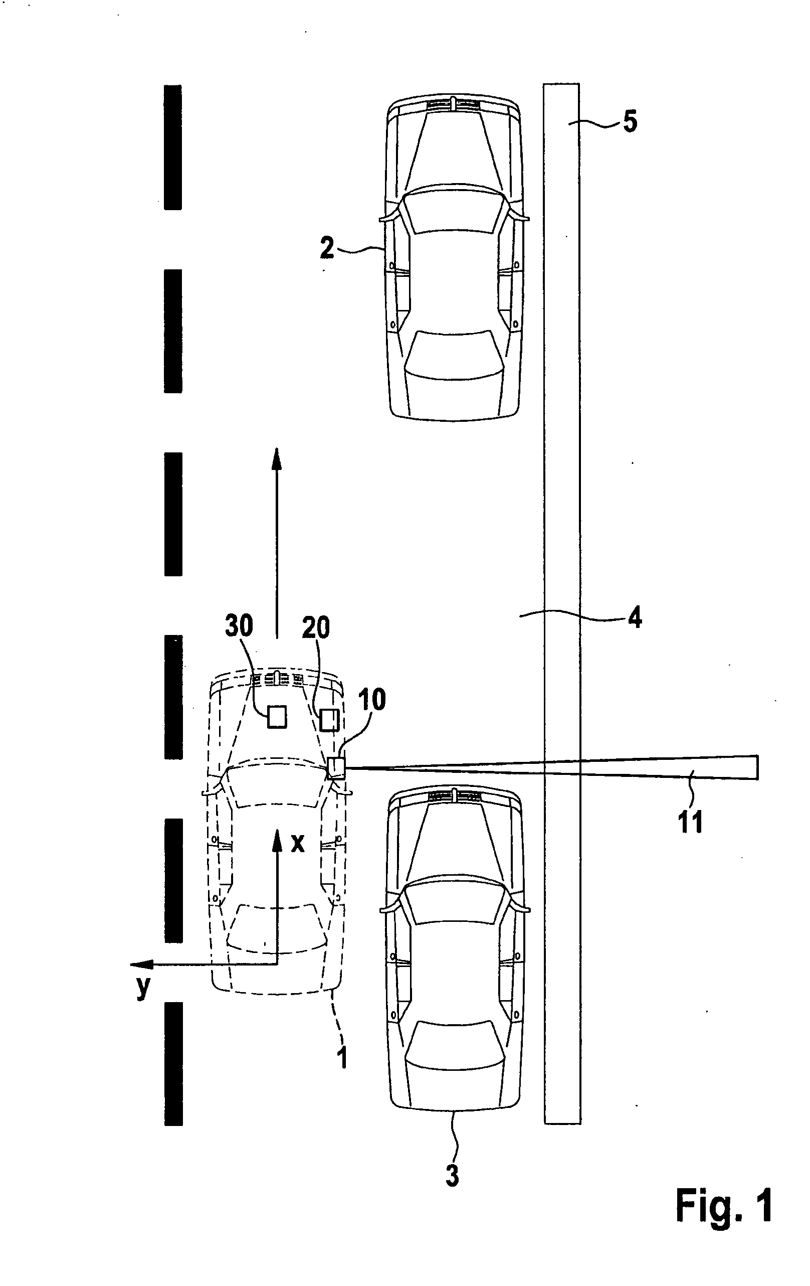 Device and method for measuring a parking space