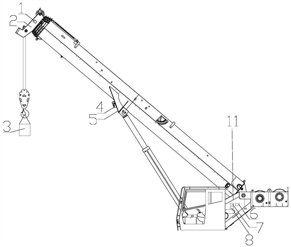 Crane jib lighting system and control method thereof