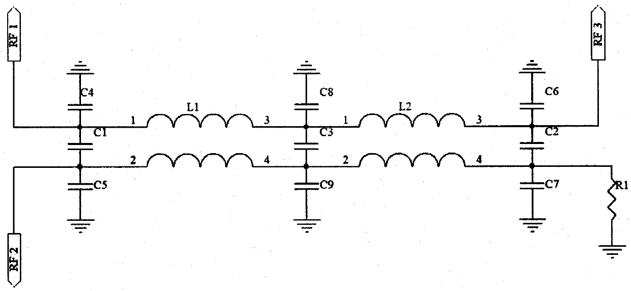 Multilevel centralized parameter power distribution circuit for frequency modulation frequency band