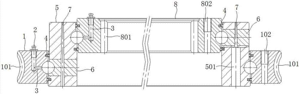 A kind of worm wheel type slewing bearing with internal and external teeth rotating in opposite directions