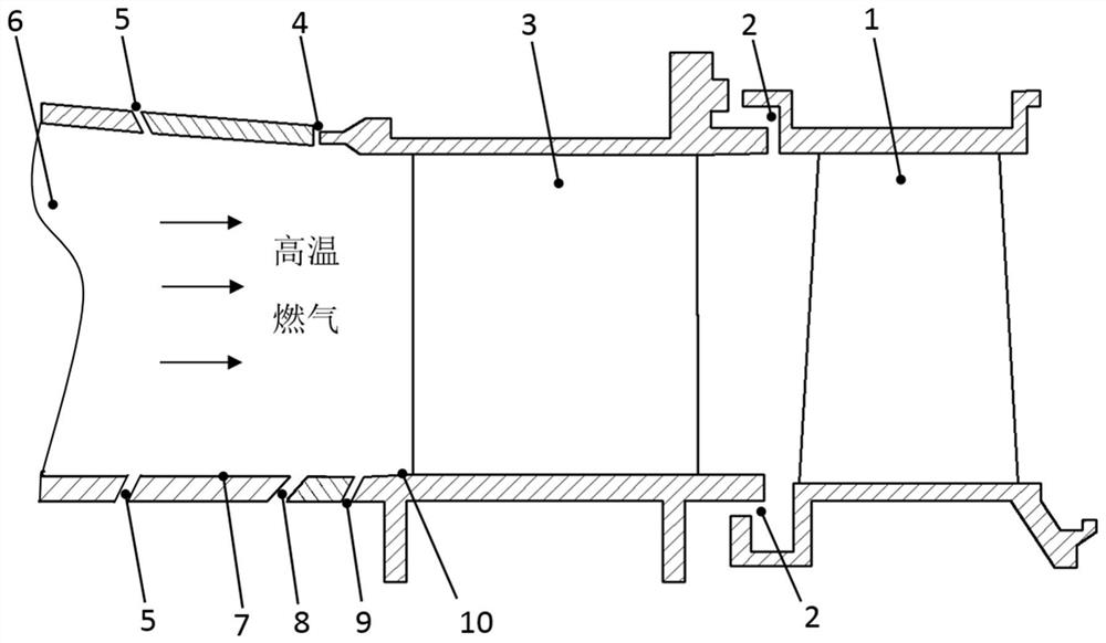 A special-shaped slot cooling structure with improved end wall cooling efficiency