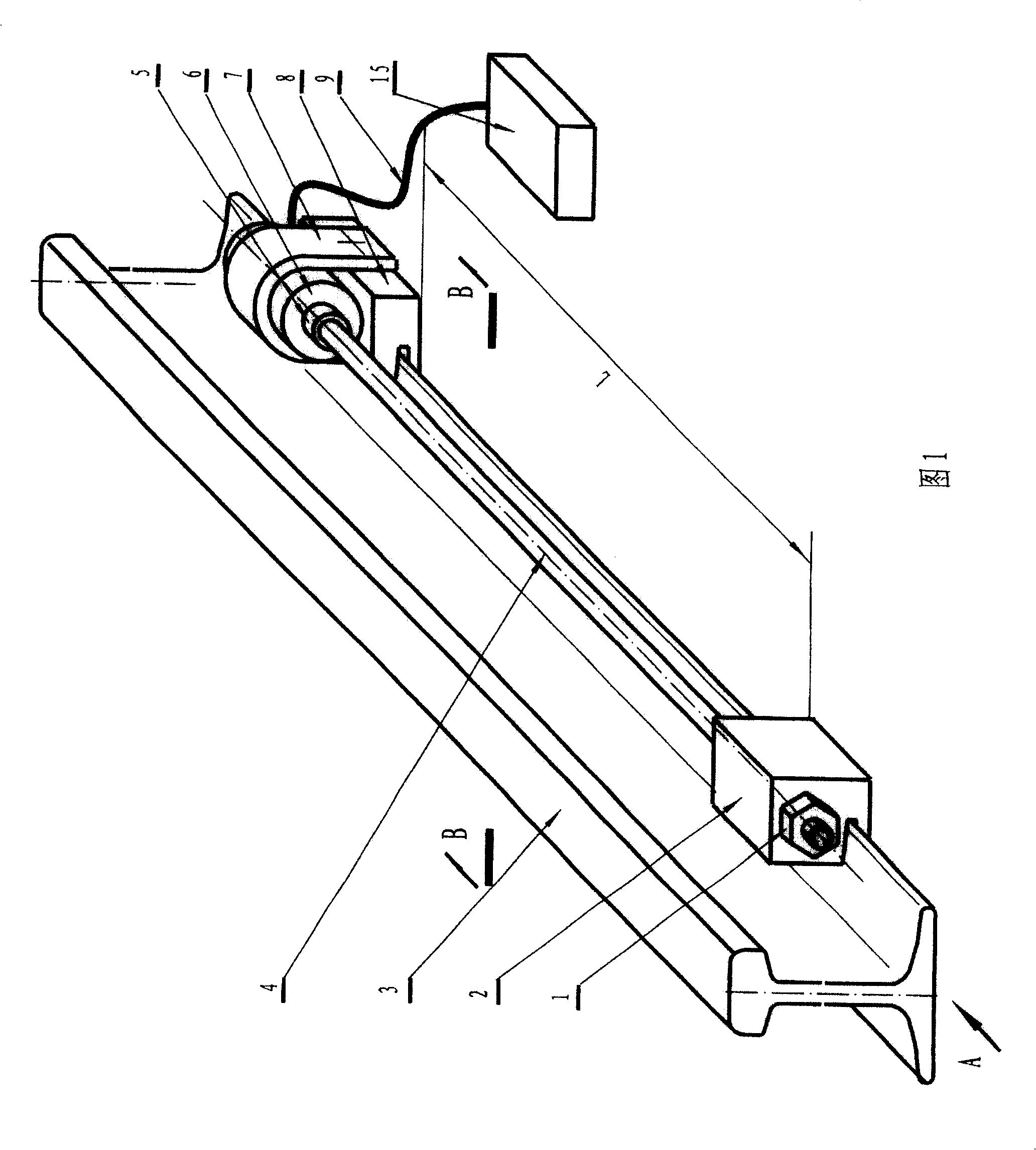 Force detector and detection method for stress generated by defferent temp of long rail