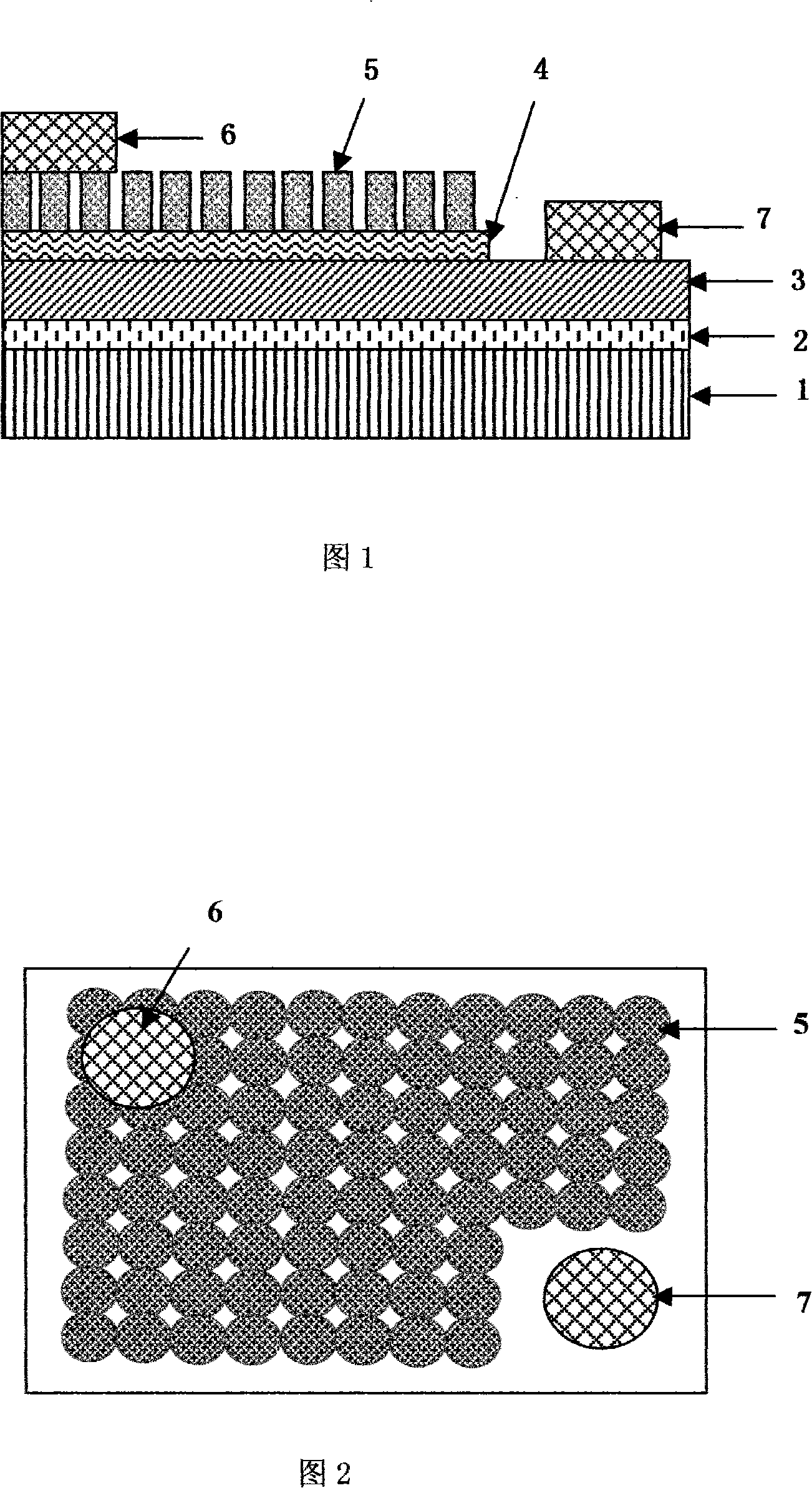 High efficiency light emitting diode with surface mini column array structure using diffraction effect