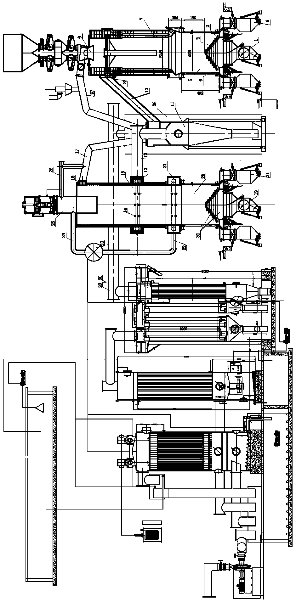 Dry distillation method of connecting Ramsbottom carbon dry distillation furnace with double-section gasification furnace and using high-temperature coal gas to replace combustion supporting gas