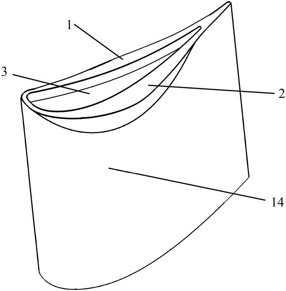 Turbine blade of blade top rib wing structure