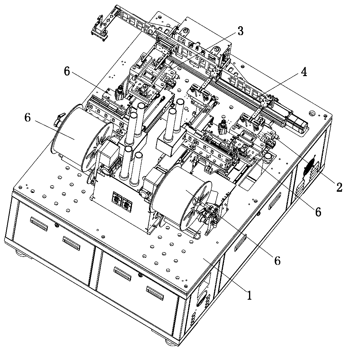 Double-face automatic laminating machine for bent glass and laminating technology thereof