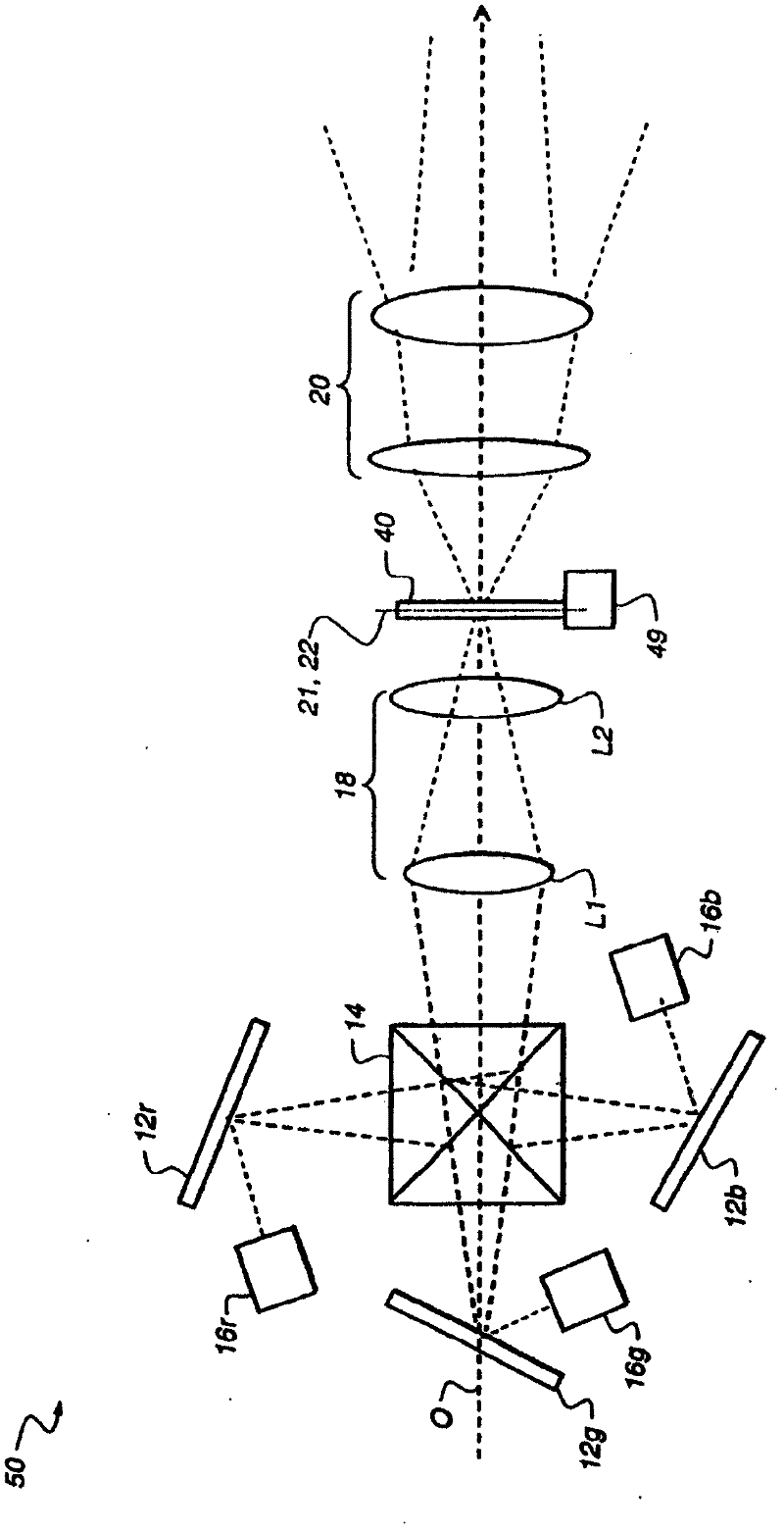 Optical laser projection system with speckle reduction element configured for out-of-plane motion
