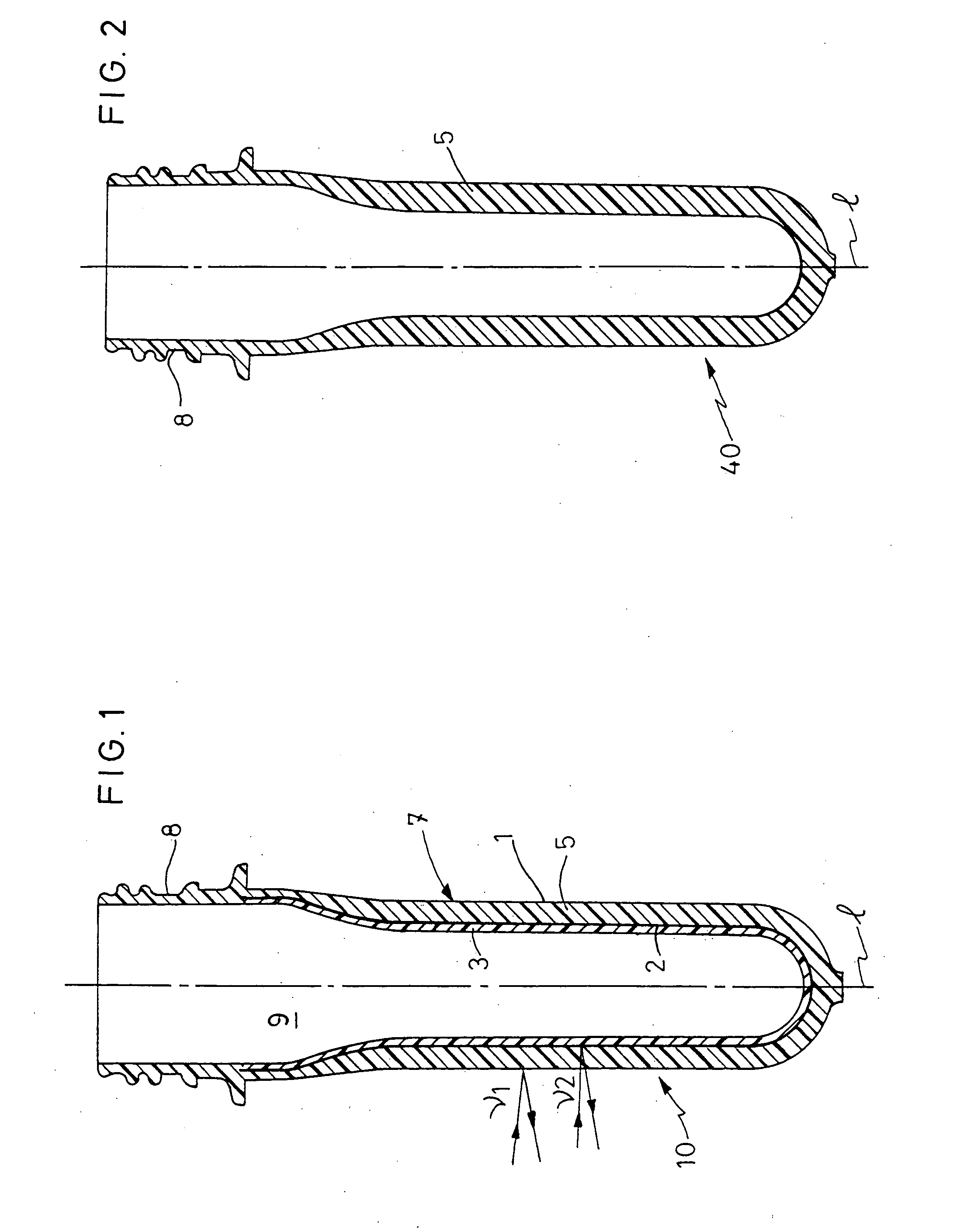 Preform and Container for Radiosensitive Products and Method for the Manufacturing Thereof