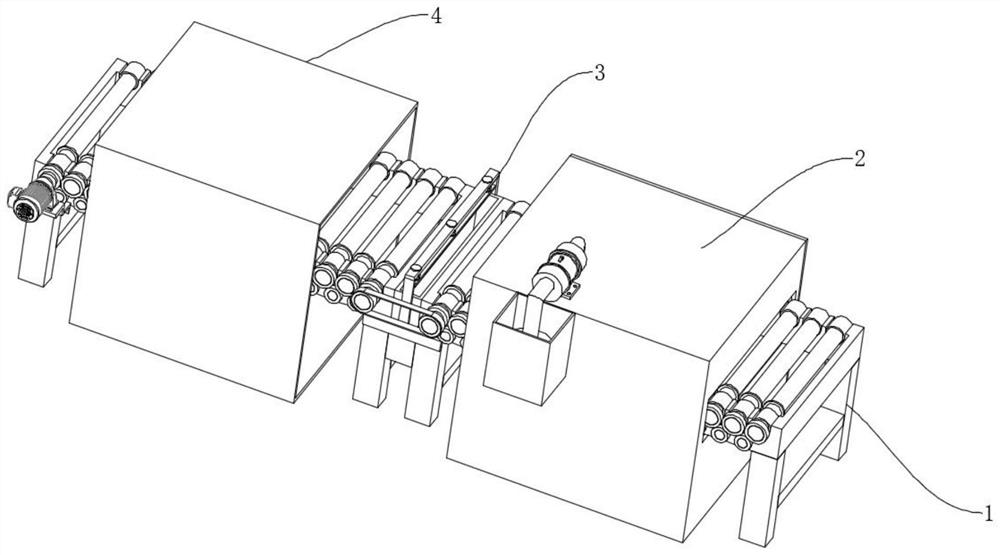 A powder spraying device for producing new energy automobile laminated glass and its application method