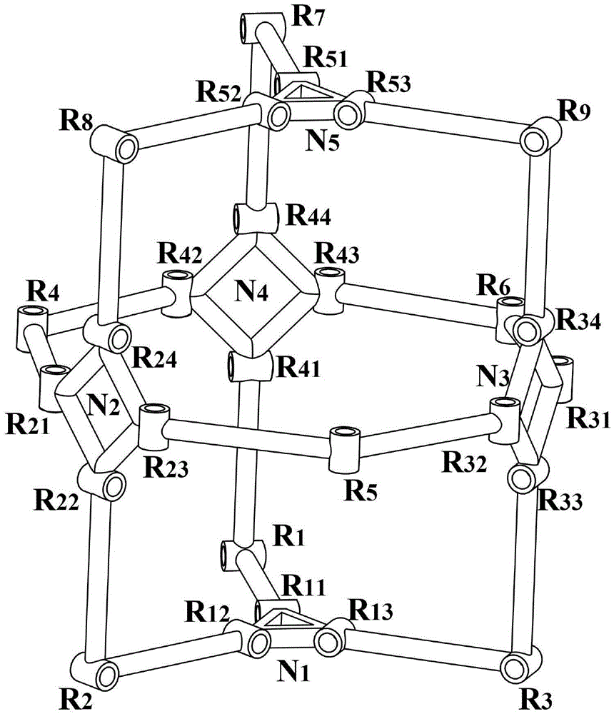 Single-degree-of-freedom movement polycyclic symmetrical coupling mechanism
