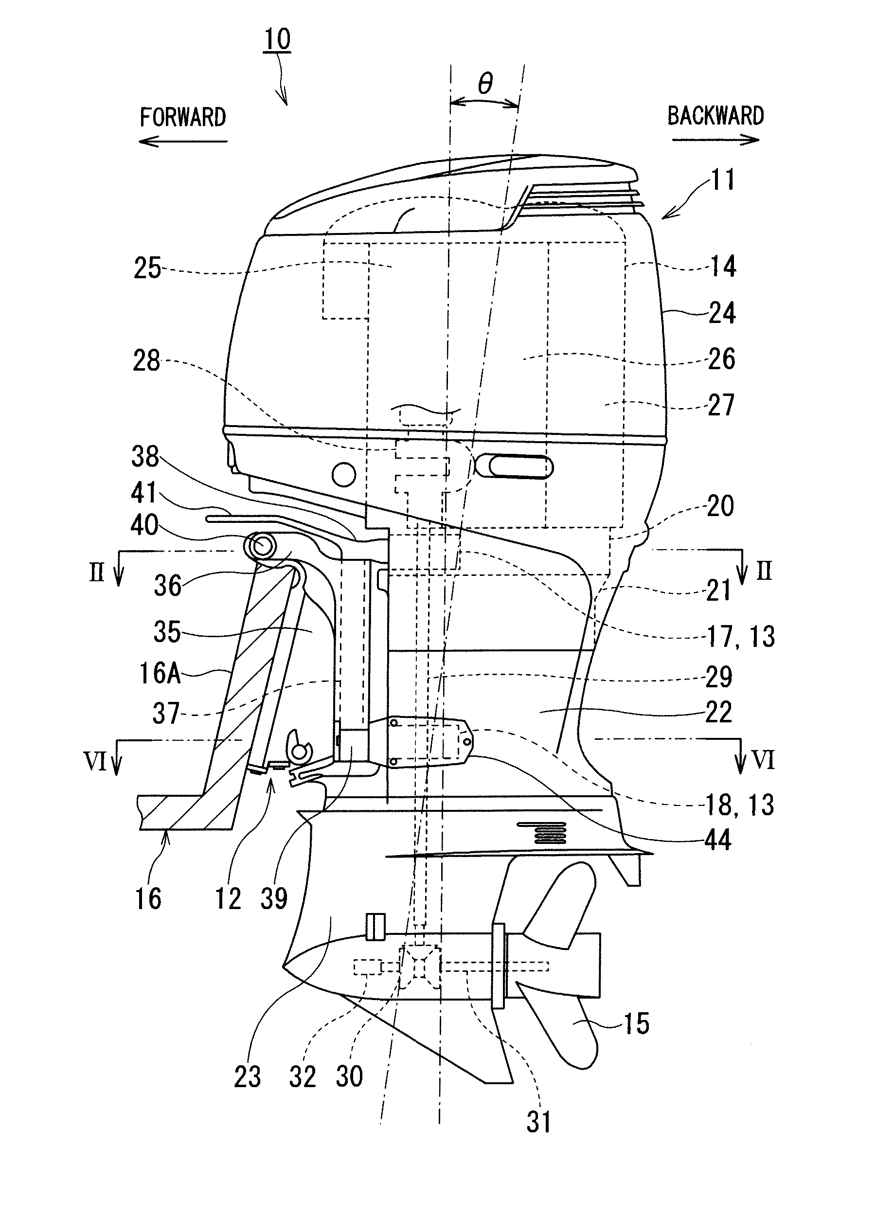 Mount device for outboard motor