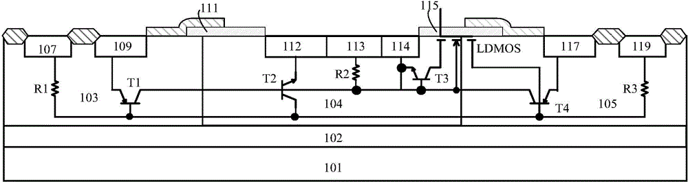 High-voltage ESD protection device with small hysteresis window