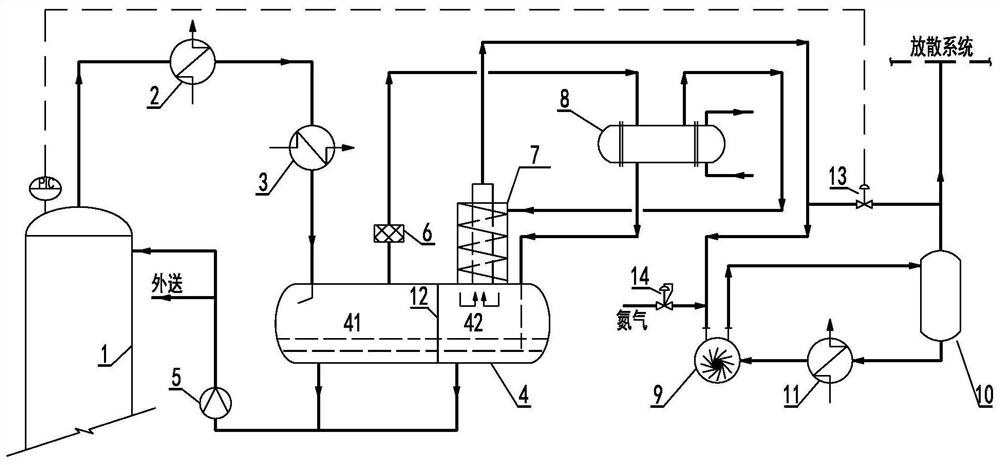 Vacuum system and process for distillation tower for producing three-mixed fraction reduced pressure tar