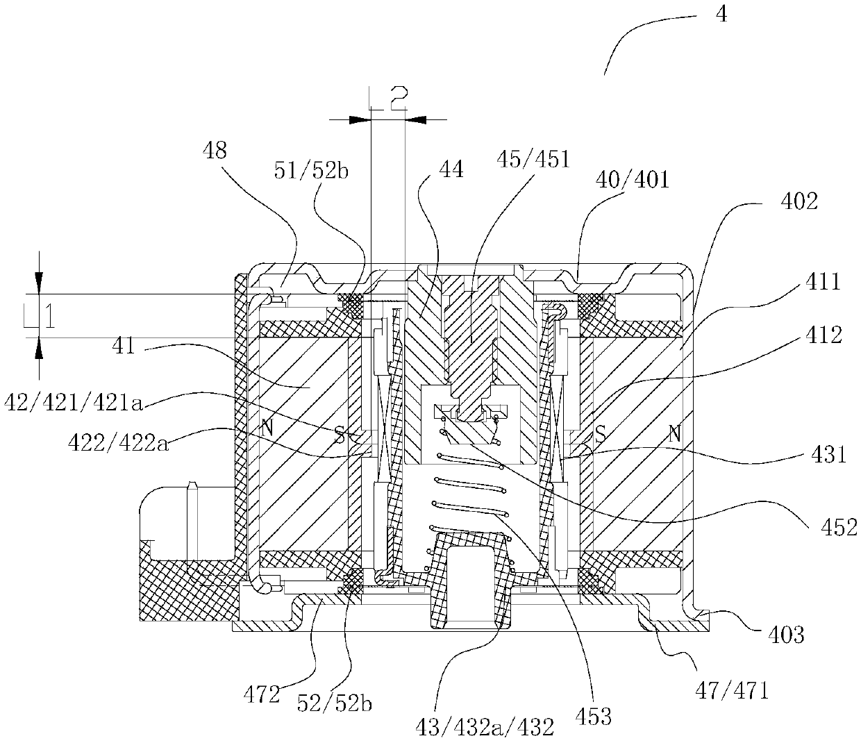 Gas proportional valve and electromagnetic driving device thereof