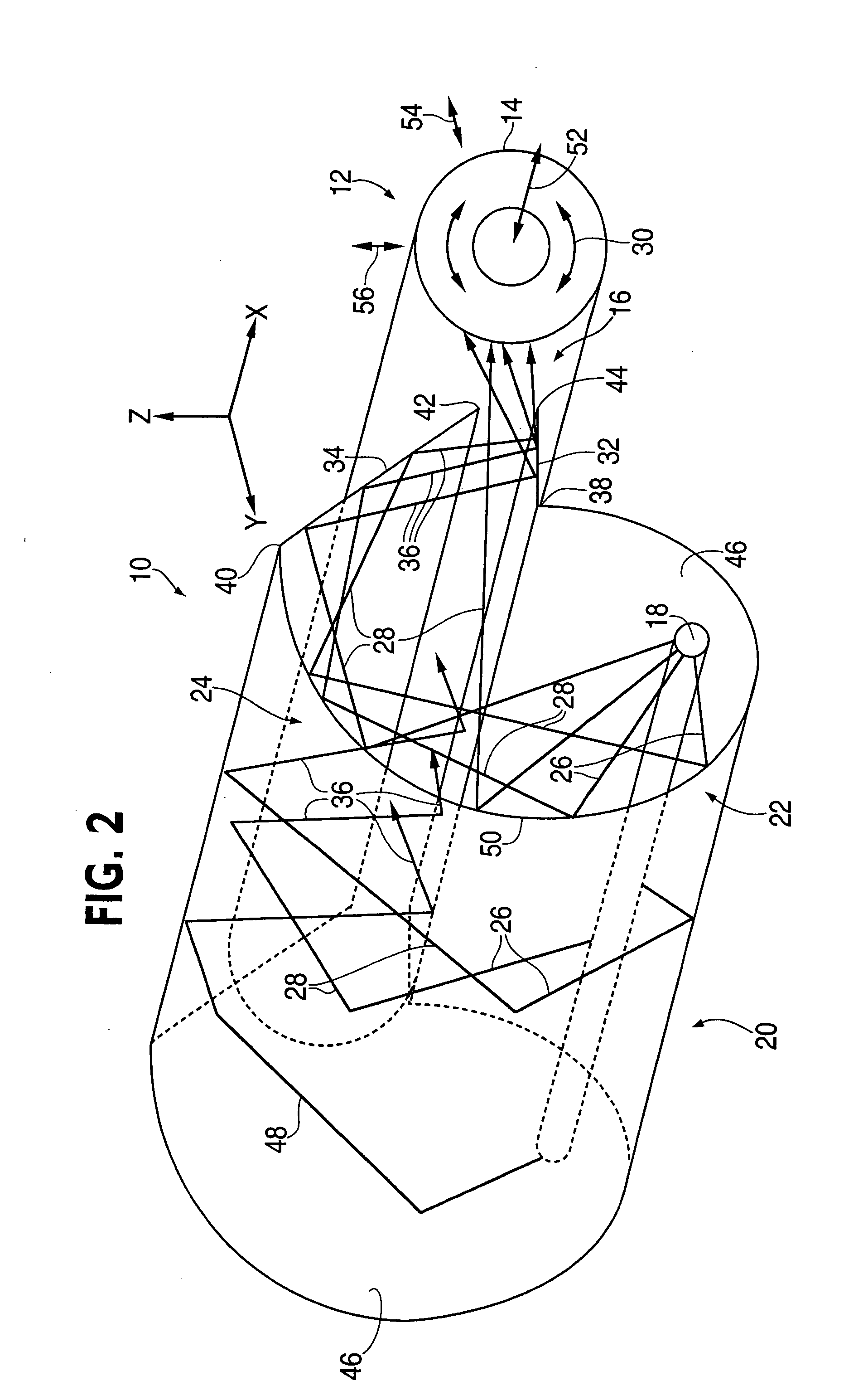 Apparatus and method for providing substantially uniform radiation of a three-dimensional object with at least one curved surface