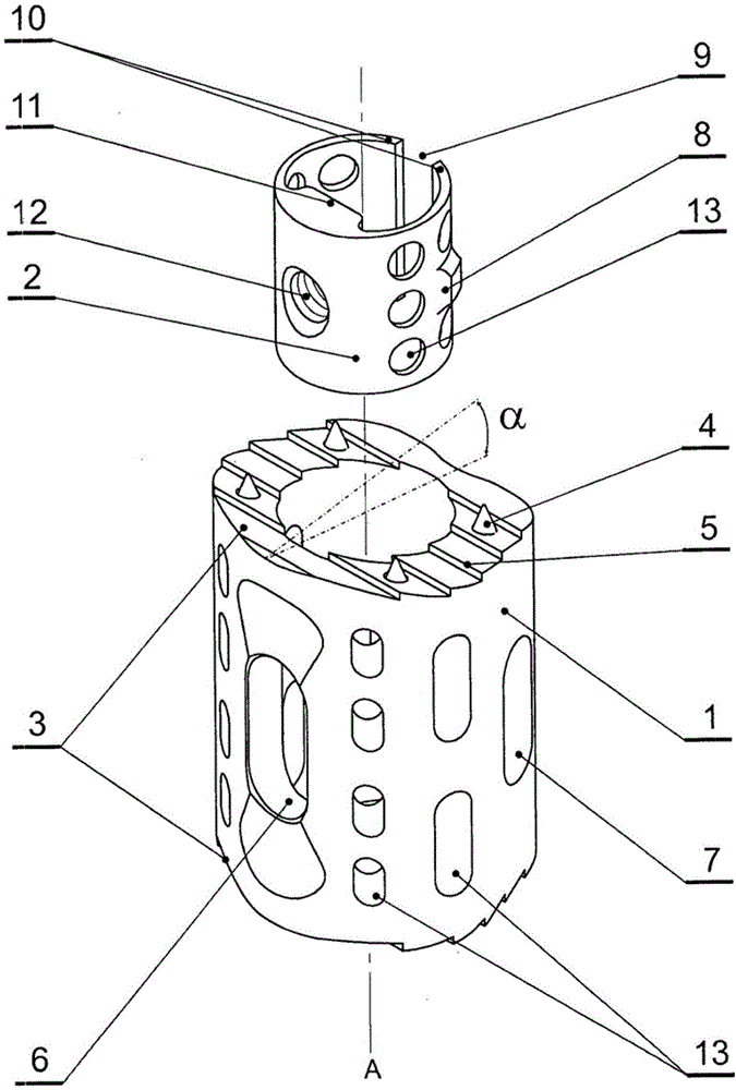 Prosthesis for spinal column, instrument for its guiding and method for implantation thereof