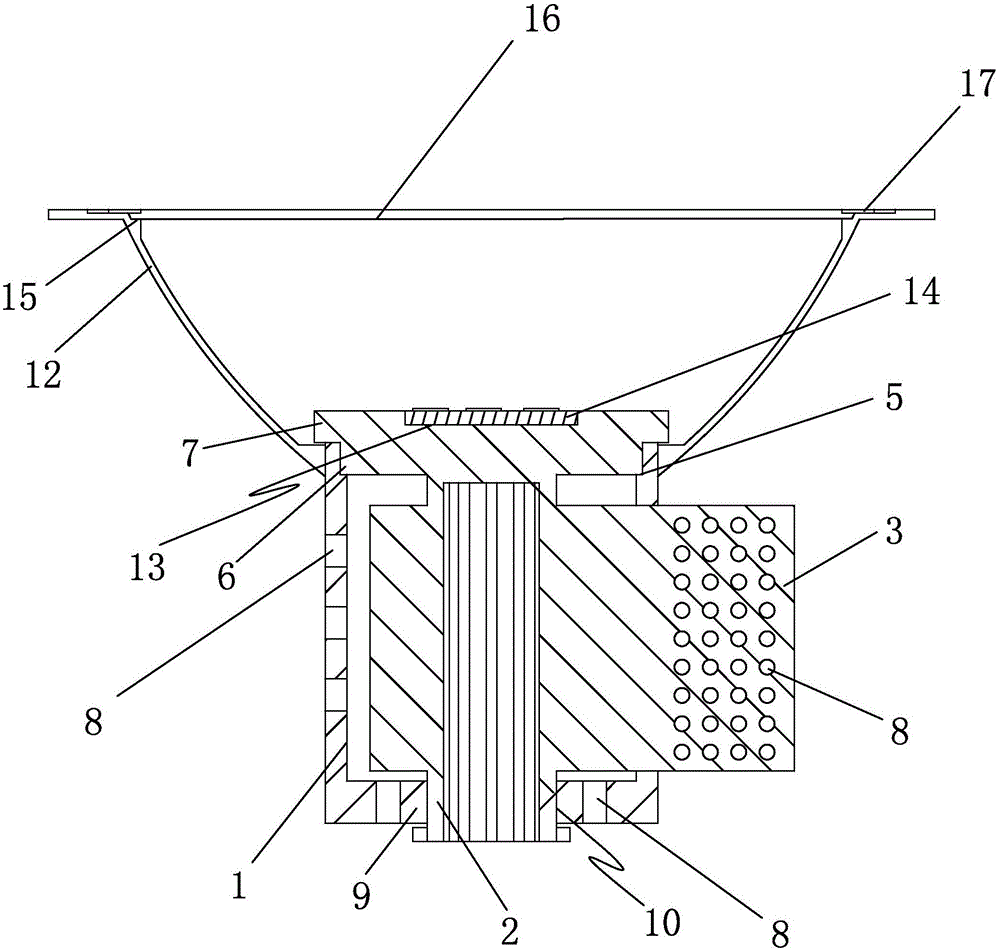 Down lamp with extensible radiator