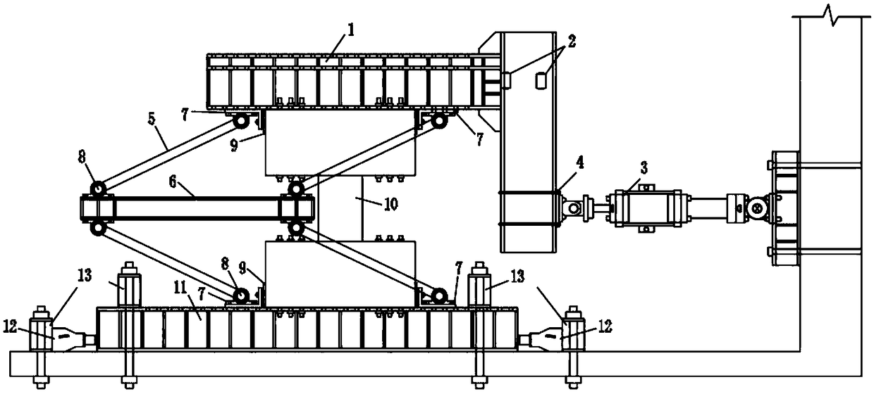 Testing device for small-span high-ratio connecting beam pure shear loading
