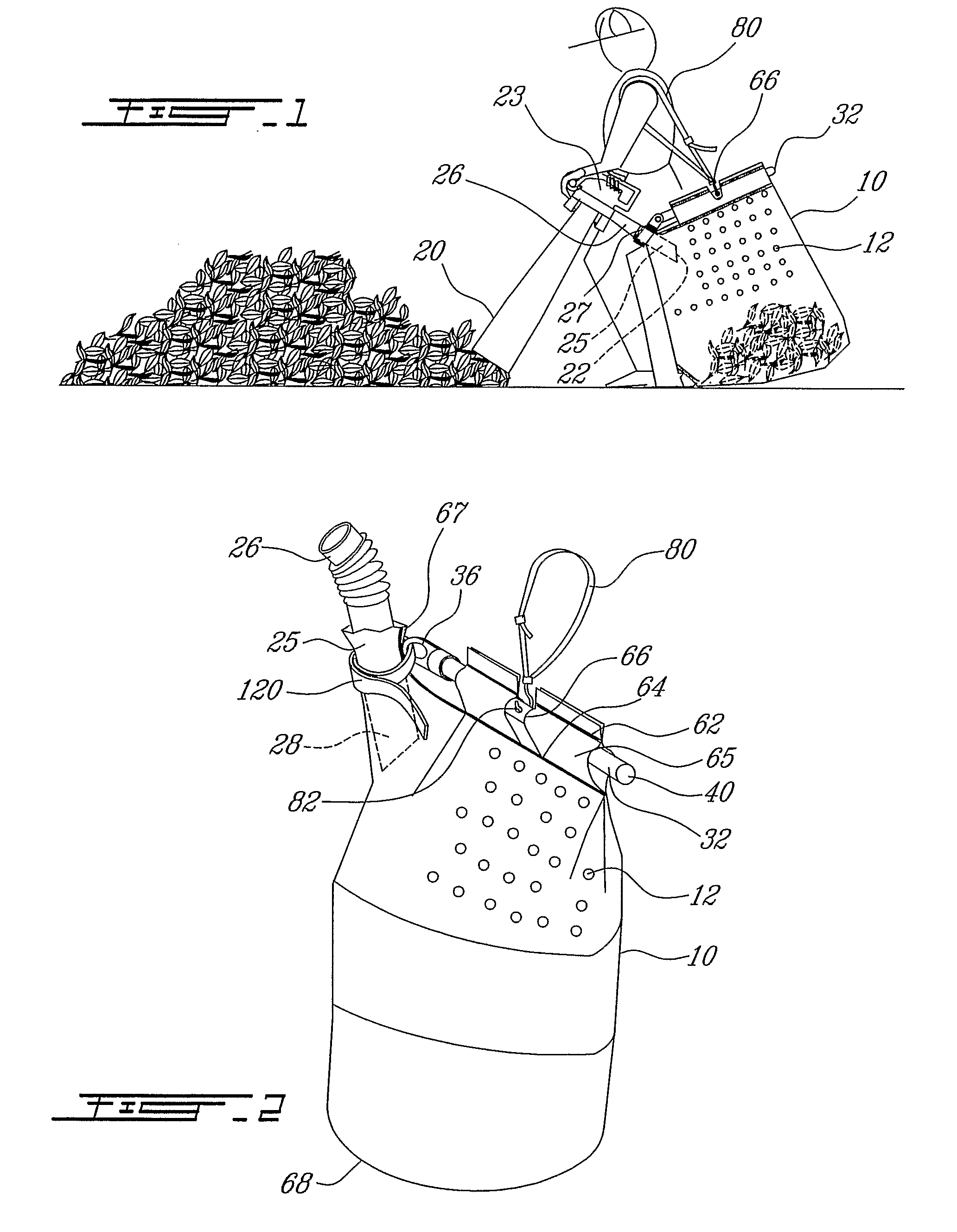 Bag carrying device for a vacuum/blower
