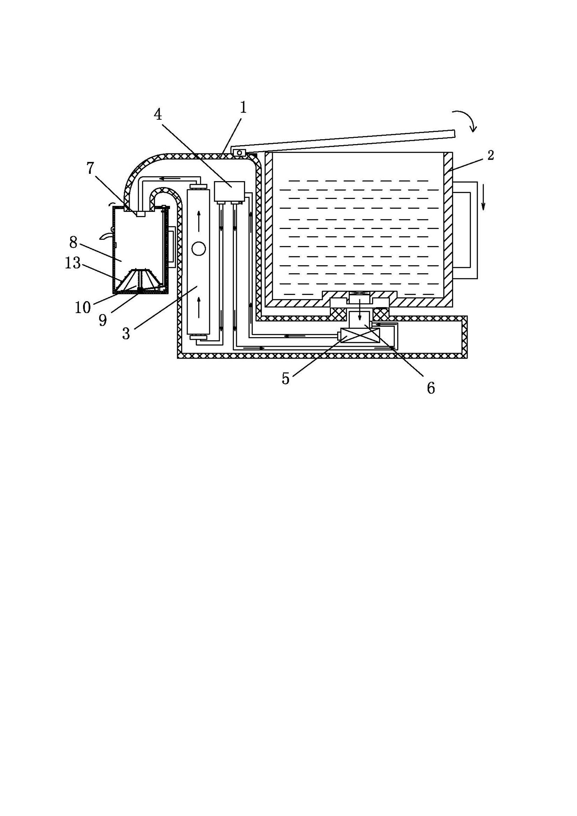 Drinking water heating device with water outlet nozzle in bypass connection with water storage cavity