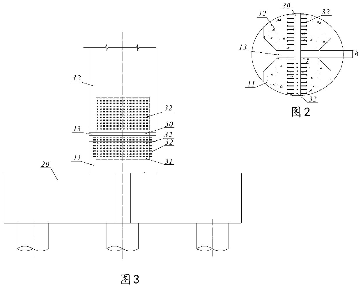 Short pier rigid-frame bridge pier bottom structure with function of greatly reducing bearing bending moment