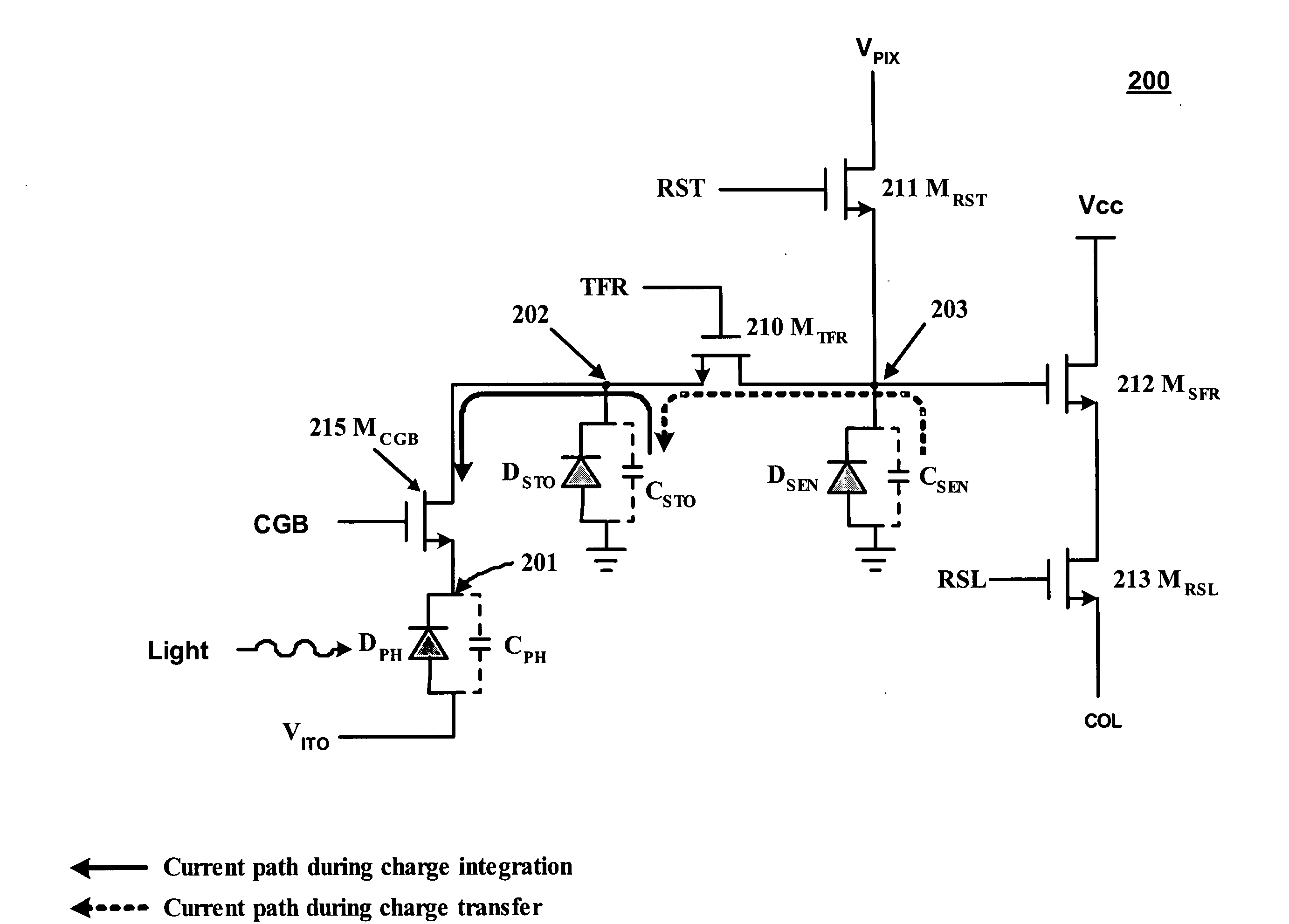 CMOS sensor with electrodes across photodetectors at approximately equal potential