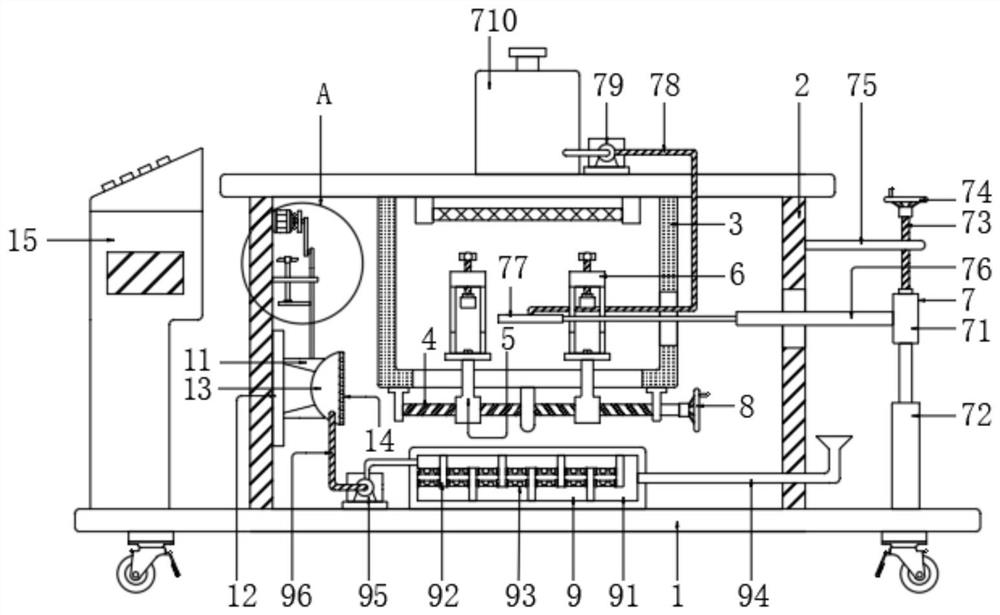 Anti-corrosion treatment device and method for interior of shell of liquid turbine flowmeter