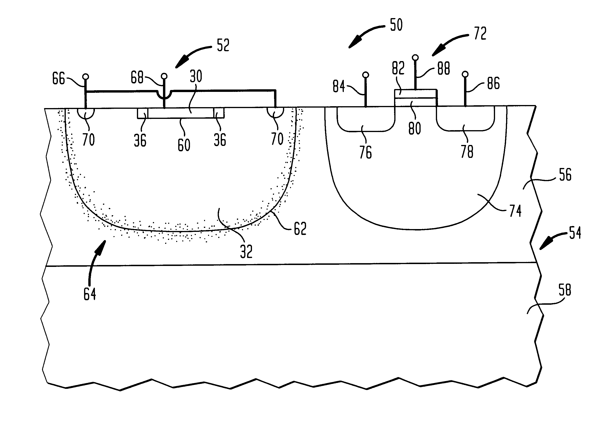 Integrated optoelectronic device with an avalanche photodetector and method of making the same using commercial CMOS processes
