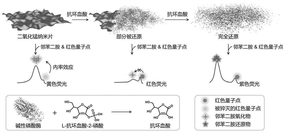 A red-yellow-blue three fluorescence emission sensor and its preparation and application