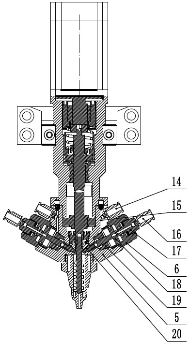 Glue mixing head for numerical control sealing dispenser