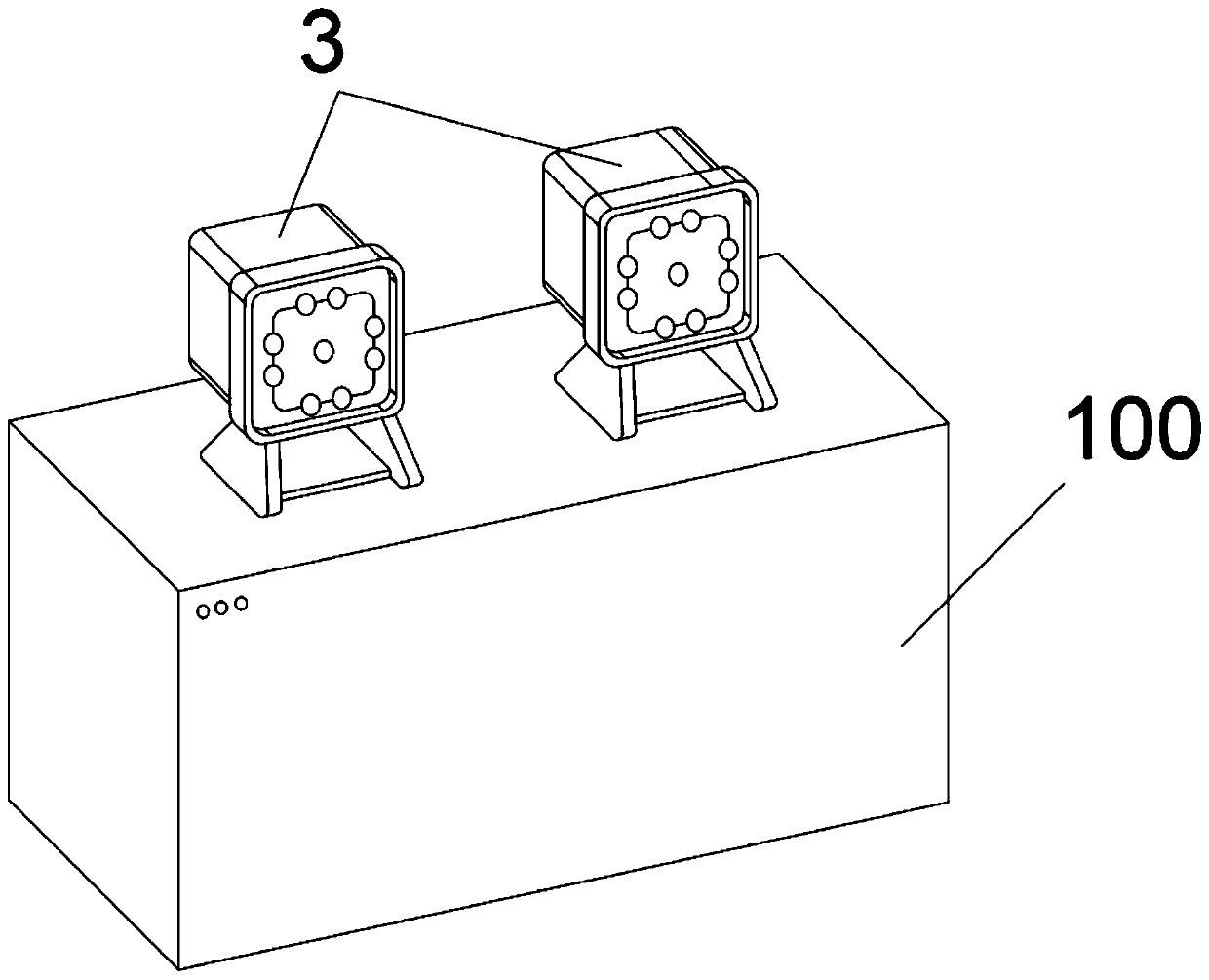 Emergency lamp device with frequency modulation broadcasting