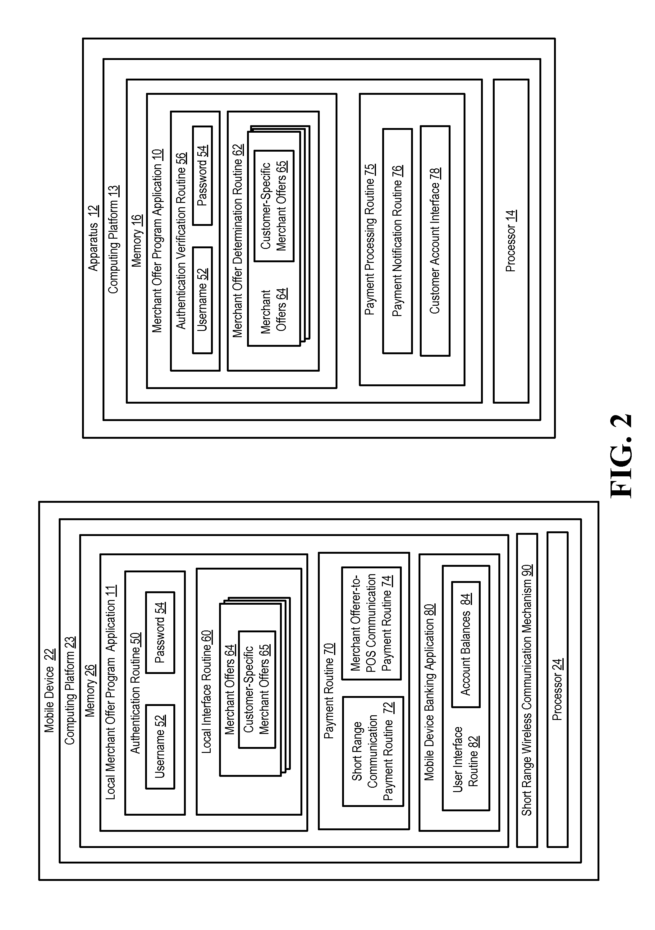 Mobile payment device for conducting transactions associated with a merchant offer program