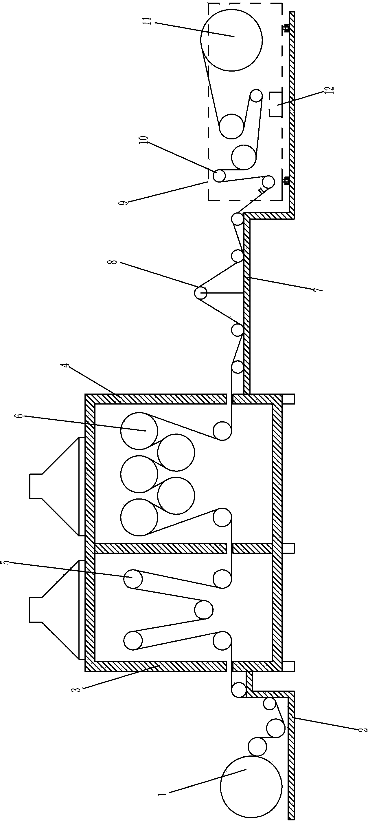 Winding machine used for polytetrafluoroethylene tape stretching device