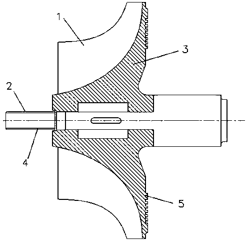 Magnetic suspension air blower impeller and spindle connecting structure