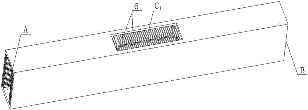 T-shaped air duct cooling device applying trapezoid cooling fins