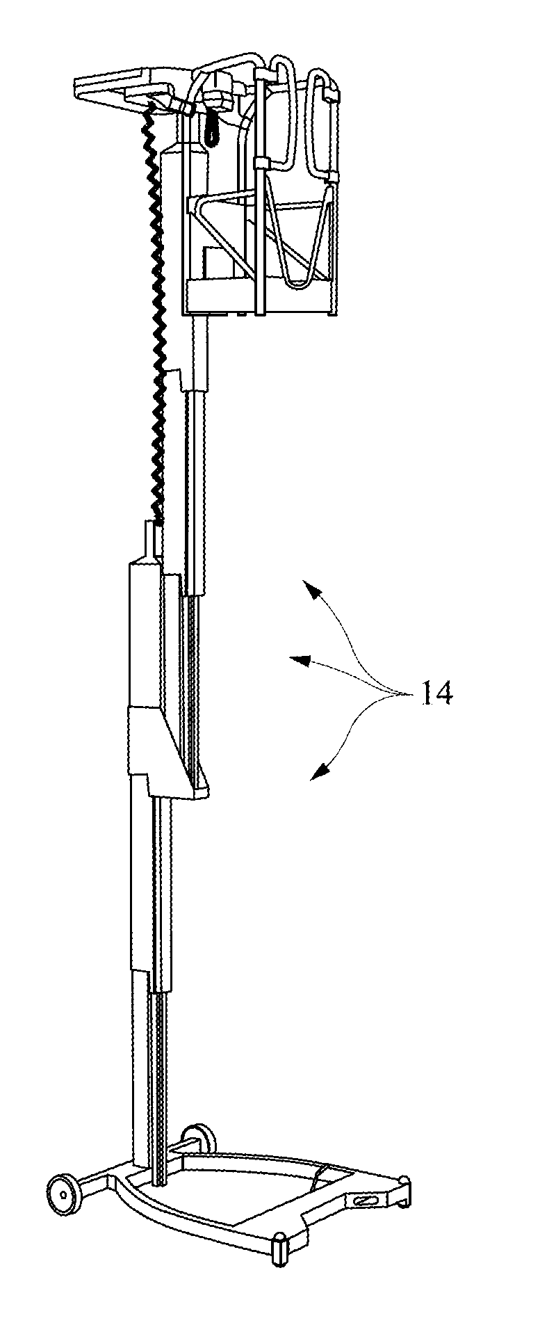 Mast lift with screw drive and gas strut